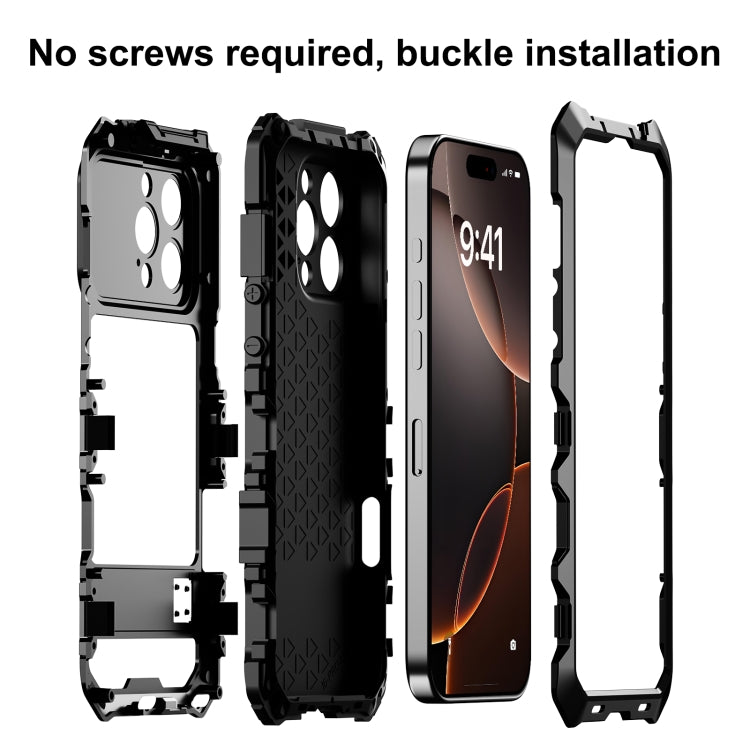 For iPhone 16 Pro Max R-JUST Life Waterproof Dustproof Shockproof Phone Case(Black) - iPhone 16 Pro Max Cases by R-JUST | Online Shopping South Africa | PMC Jewellery | Buy Now Pay Later Mobicred