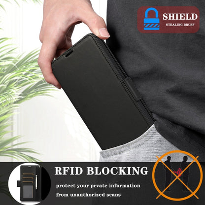 For Samsung Galaxy S25 / S24 5G Side Buckle RFID Anti-theft Leather Phone Case(Black) - Galaxy S25 5G Cases by PMC Jewellery | Online Shopping South Africa | PMC Jewellery | Buy Now Pay Later Mobicred