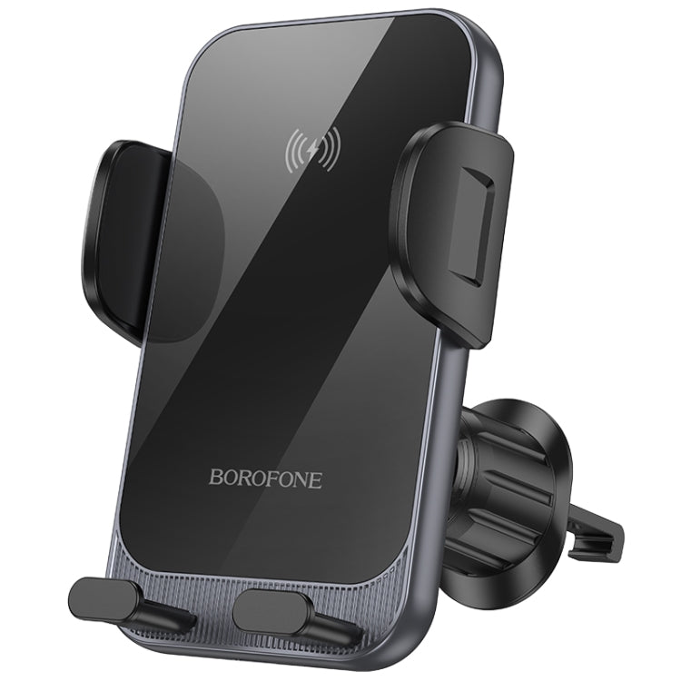 Borofone H220 Leader Car Air Outlet Automatic Induction Wireless Fast Charging Phone Holder(Black Grey) - Wireless Charger Holders by Borofone | Online Shopping South Africa | PMC Jewellery | Buy Now Pay Later Mobicred