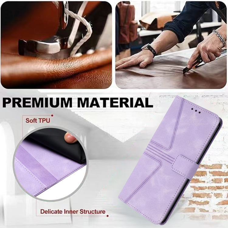 For Samsung Galaxy S25 5G Triangle Solid Color Leather Phone Case(Purple) - Galaxy S25 5G Cases by PMC TechLife | Online Shopping South Africa | PMC TechLife | Buy Now Pay Later Mobicred