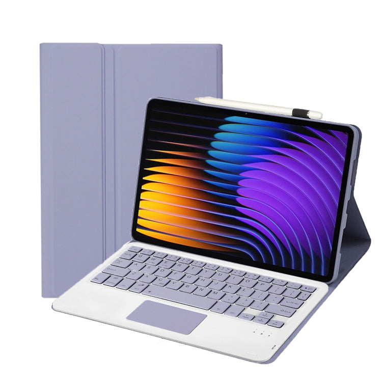 For Xiaomi Pad 7 / 7 Pro 11.2 inch A0N13-A Ultra-thin Detachable Bluetooth Keyboard Leather Tablet Case with Touchpad(Lavender White) - Others Keyboard by PMC Jewellery | Online Shopping South Africa | PMC Jewellery | Buy Now Pay Later Mobicred