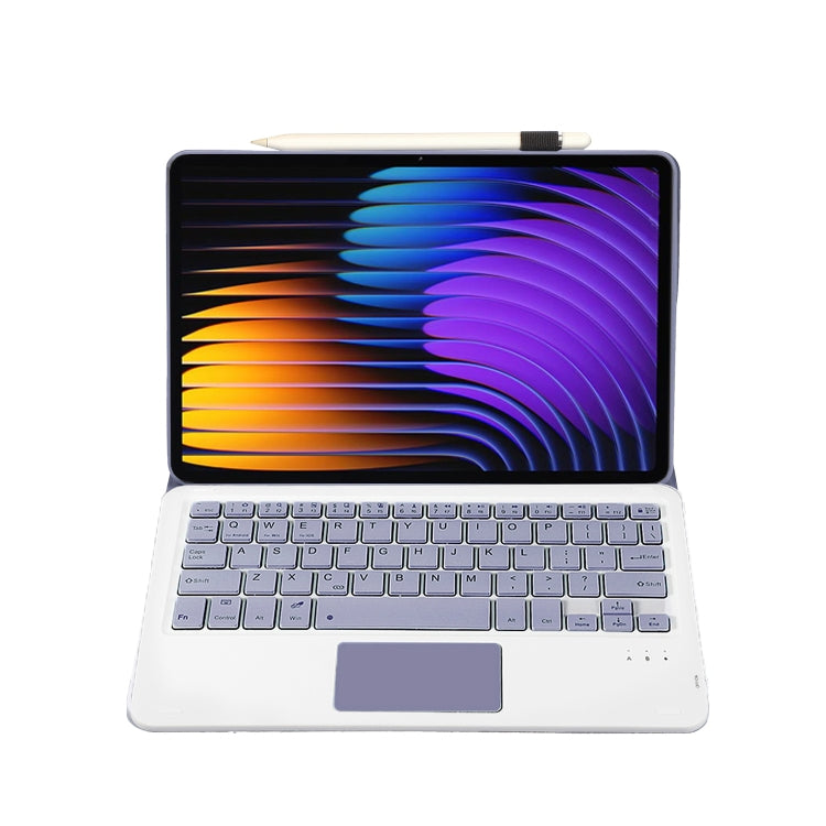 For Xiaomi Pad 7 / 7 Pro 11.2 inch A0N13-A Ultra-thin Detachable Bluetooth Keyboard Leather Tablet Case with Touchpad(Lavender White) - Others Keyboard by PMC Jewellery | Online Shopping South Africa | PMC Jewellery | Buy Now Pay Later Mobicred