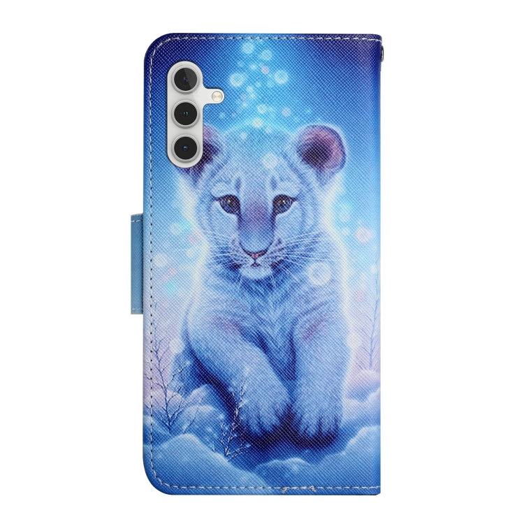 For Samsung Galaxy S25 5G Colored Drawing Pattern Leather Phone Case(Little Leopard) - Galaxy S25 5G Cases by PMC Jewellery | Online Shopping South Africa | PMC Jewellery | Buy Now Pay Later Mobicred
