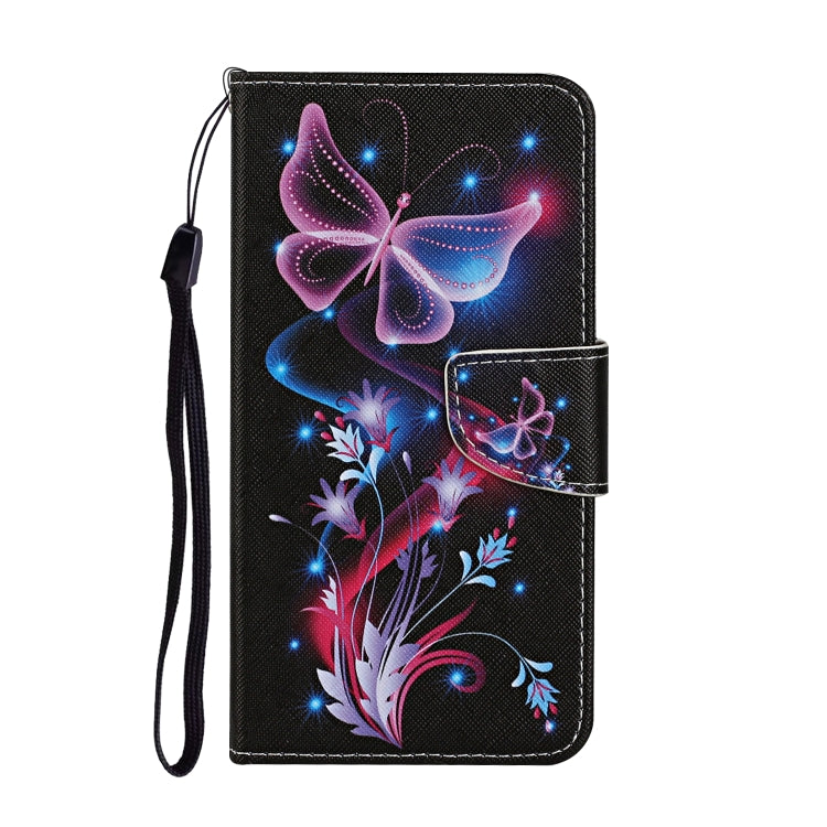 For Samsung Galaxy S25 Ultra 5G Colored Drawing Pattern Leather Phone Case(Fluorescent Butterfly) - Galaxy S25 Ultra 5G Cases by PMC Jewellery | Online Shopping South Africa | PMC Jewellery | Buy Now Pay Later Mobicred