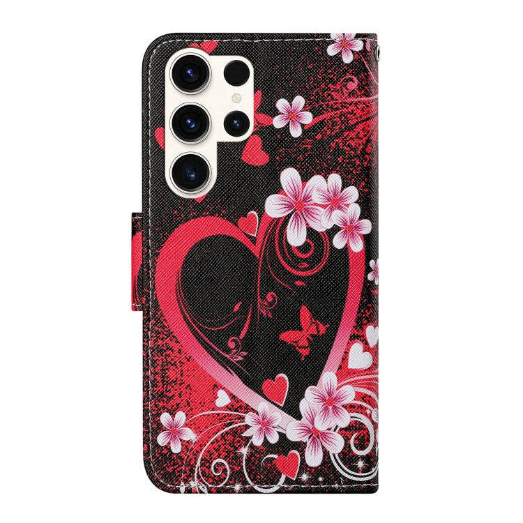 For Samsung Galaxy S25 Ultra 5G Colored Drawing Pattern Leather Phone Case(Red Heart) - Galaxy S25 Ultra 5G Cases by PMC Jewellery | Online Shopping South Africa | PMC Jewellery | Buy Now Pay Later Mobicred