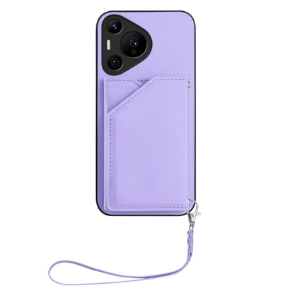 For Huawei Pura 70 Pro Skin Feel Four Card Slots Phone Case with Wrist Strap(Purple) - Huawei Cases by PMC Jewellery | Online Shopping South Africa | PMC Jewellery | Buy Now Pay Later Mobicred