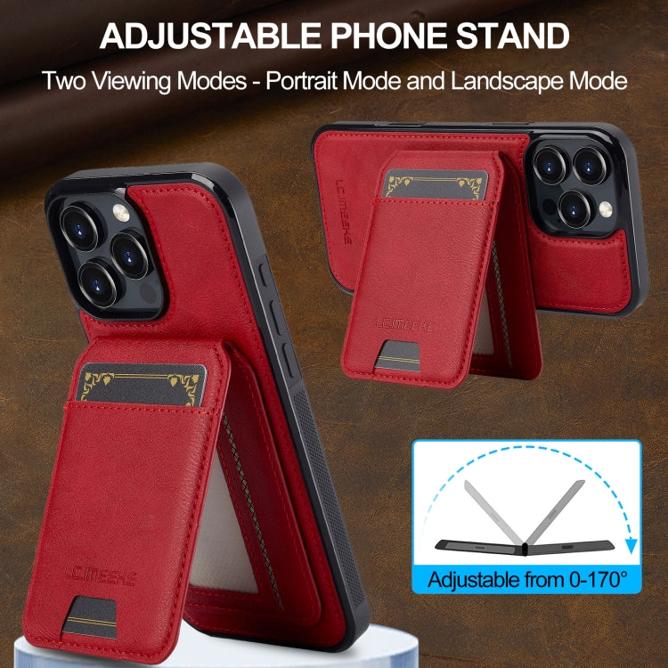 For iPhone 16 Pro Max LC.IMEEKE L3 Series Detachable RFID Card Bag Magsafe Phone Case(Red) - iPhone 16 Pro Max Cases by LC.IMEEKE | Online Shopping South Africa | PMC Jewellery | Buy Now Pay Later Mobicred