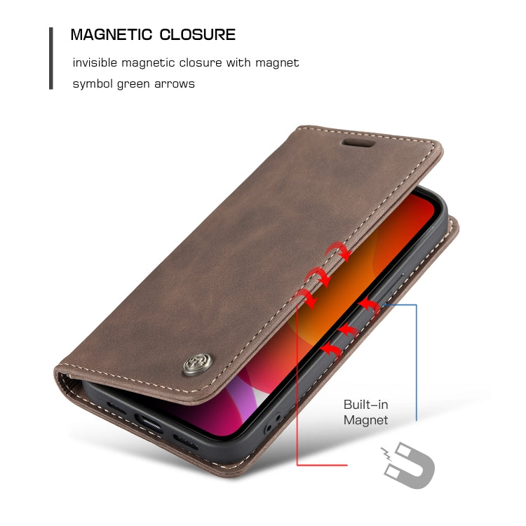 For iPhone 12 mini CaseMe-013 Multifunctional Retro Frosted Horizontal Flip Leather Case with Card Slot & Holder & Wallet(Coffee) - iPhone 12 mini Cases by CaseMe | Online Shopping South Africa | PMC Jewellery | Buy Now Pay Later Mobicred