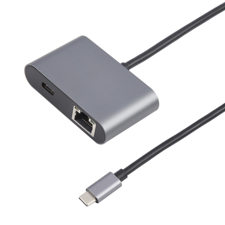 4 in 1 USB-C / Type-C 3.1 to RJ45, PD and USB x 2 Ethernet Adapter Cable(Grey) - Cable & Adapters by PMC TechLife | Online Shopping South Africa | PMC TechLife | Buy Now Pay Later Mobicred