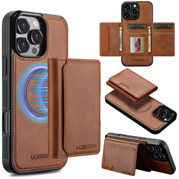 For iPhone 16 Pro Max LC.IMEEKE L5 Series Detachable RFID Card Bag Magsafe Phone Case(Brown) - iPhone 16 Pro Max Cases by LC.IMEEKE | Online Shopping South Africa | PMC Jewellery | Buy Now Pay Later Mobicred