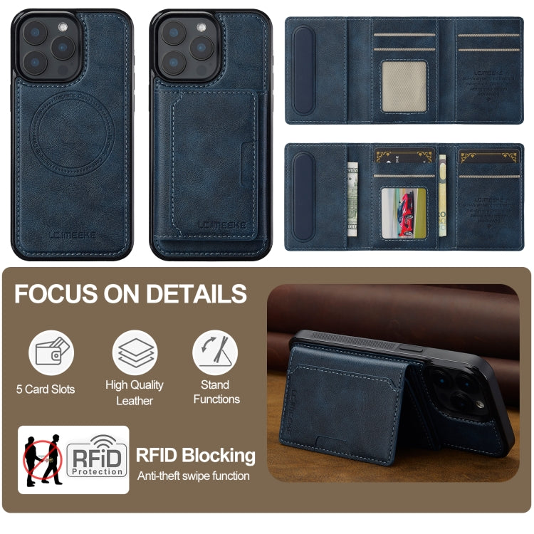 For iPhone 16 Pro LC.IMEEKE L5 Series Detachable RFID Card Bag Magsafe Phone Case(Blue) - iPhone 16 Pro Cases by LC.IMEEKE | Online Shopping South Africa | PMC Jewellery | Buy Now Pay Later Mobicred