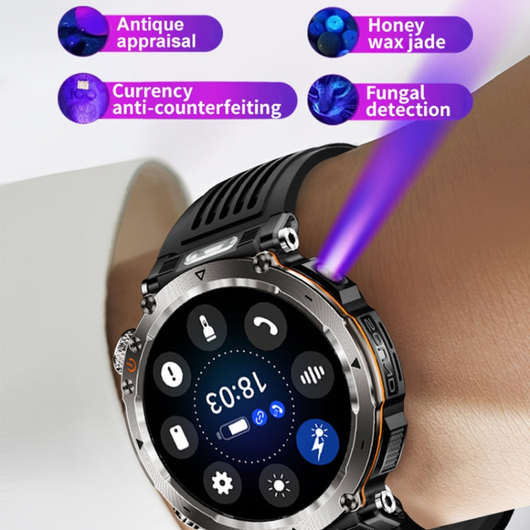 HT30 1.7 inch IP68 Waterproof Silicone Band Smart Watch, Support Flashlight / Banknote Detector Light / Compass(Orange) - Smart Wristbands by PMC TechLife | Online Shopping South Africa | PMC TechLife | Buy Now Pay Later Mobicred