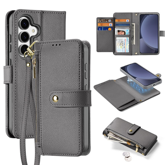 For Samsung Galaxy S25 5G DUX DUCIS Lawa Series 2 in 1 Wallet Zipper Detachable MagSafe Phone Case with Lanyard(Grey) - Galaxy S25 5G Cases by DUX DUCIS | Online Shopping South Africa | PMC Jewellery | Buy Now Pay Later Mobicred