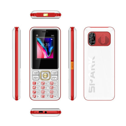 D63 Elder Keypad Phone, 1.77 inch, 3600mAh, SOS, FM, Dual SIM, GSM, Plug:EU Plug(Red) - Others by PMC Jewellery | Online Shopping South Africa | PMC Jewellery | Buy Now Pay Later Mobicred