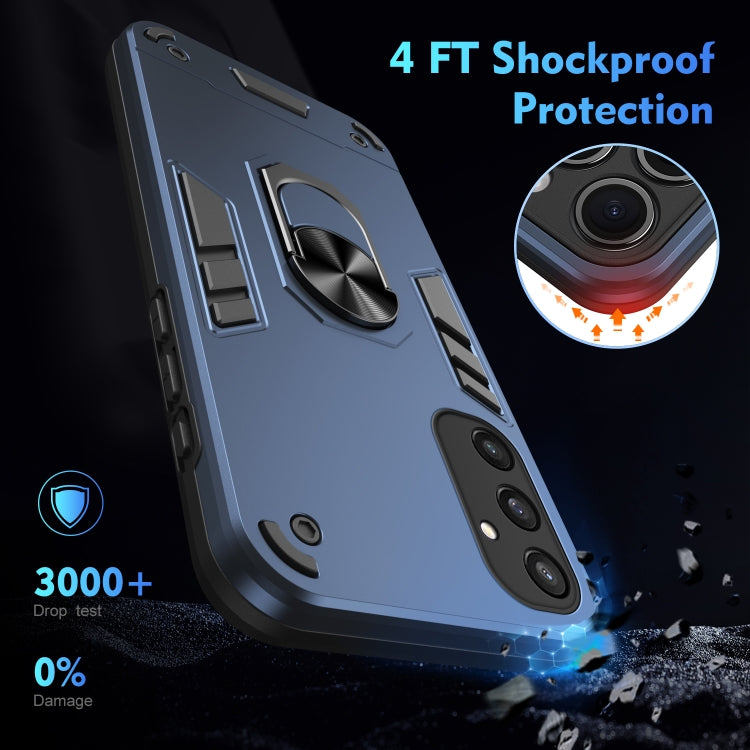 For Samsung Galaxy S25 5G Shockproof Metal Ring Holder Phone Case(Blue) - Galaxy S25 5G Cases by PMC Jewellery | Online Shopping South Africa | PMC Jewellery | Buy Now Pay Later Mobicred