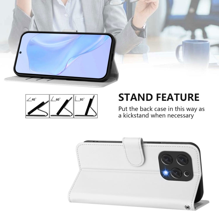 For Doogee N55 Plus Skin Feel Solid Color Leather Phone Case with Lanyard(White) - Doogee Cases by PMC TechLife | Online Shopping South Africa | PMC TechLife | Buy Now Pay Later Mobicred