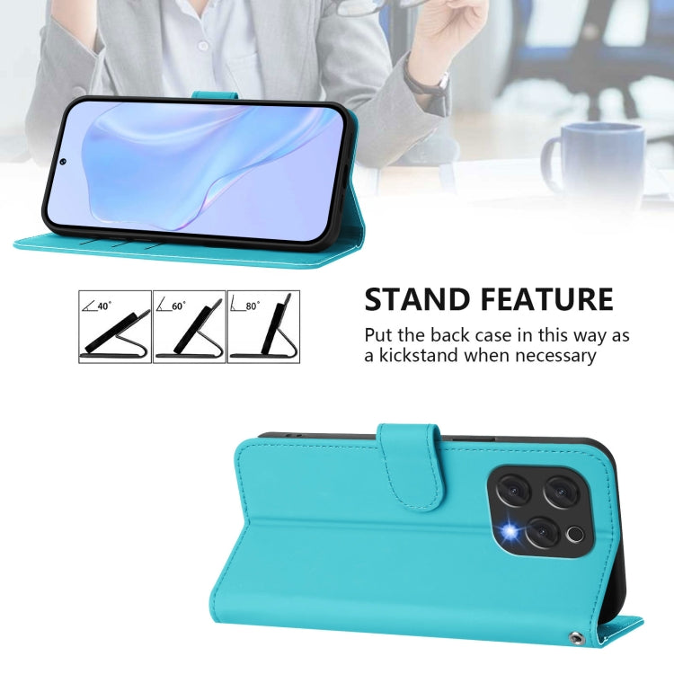 For Doogee N55 Plus Skin Feel Solid Color Leather Phone Case with Lanyard(Lake Blue) - Doogee Cases by PMC TechLife | Online Shopping South Africa | PMC TechLife | Buy Now Pay Later Mobicred