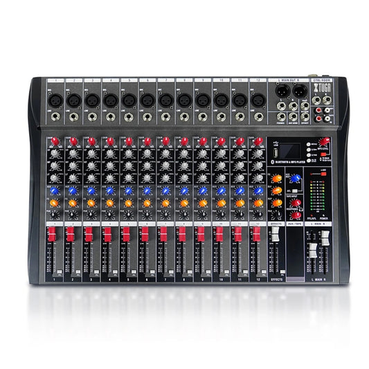 XTUGA CT120X 12-Channels Audio Mixer DJ Mixing Console with 48V Power Supply(US Plug) - Live Sound Effects Processors by XTUGA | Online Shopping South Africa | PMC Jewellery | Buy Now Pay Later Mobicred