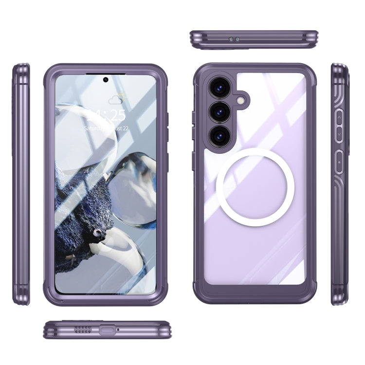 For Samsung Galaxy S25 5G Tempered Glass MagSafe Phone Case(Purple) - Galaxy S25 5G Cases by PMC Jewellery | Online Shopping South Africa | PMC Jewellery | Buy Now Pay Later Mobicred