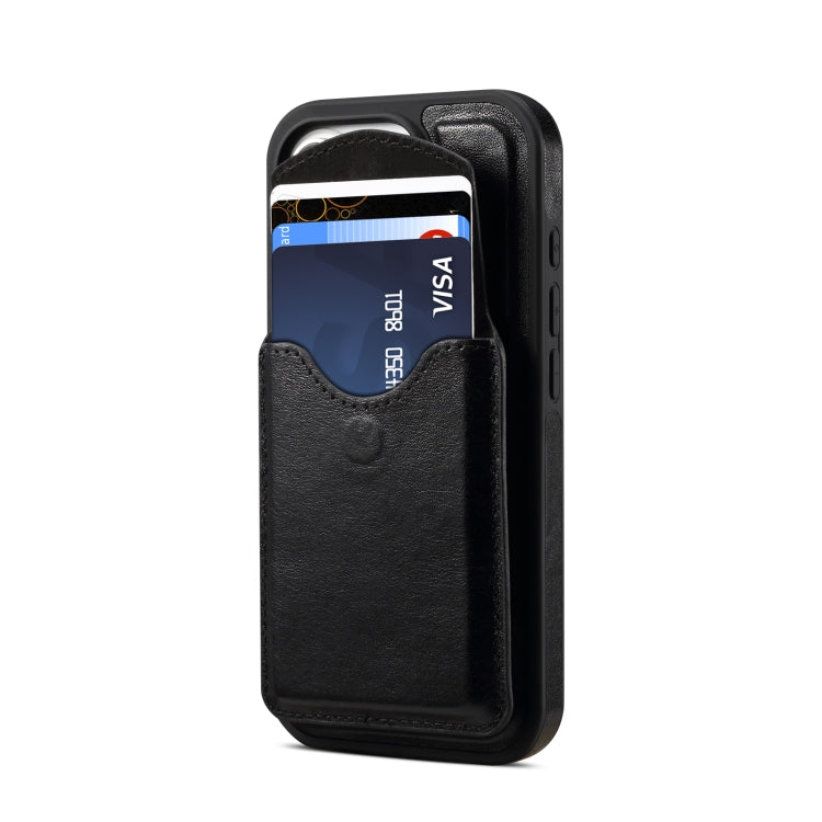 For iPhone 16 Pro Denior D22 Genuine Leather MagSafe Holder Detachable Card Slot Phone Case(Black) - iPhone 16 Pro Cases by Denior | Online Shopping South Africa | PMC Jewellery | Buy Now Pay Later Mobicred