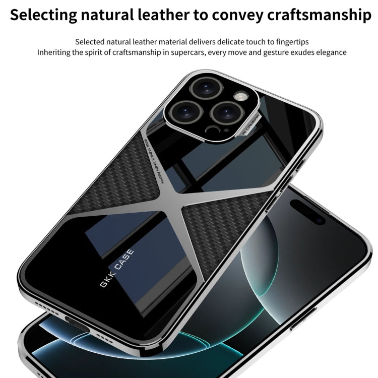 For iPhone 16 Pro GKK Leather Electroplating Supersonic Speed Shockproof Phone Case(Carbon Fibre) - iPhone 16 Pro Cases by GKK | Online Shopping South Africa | PMC Jewellery | Buy Now Pay Later Mobicred