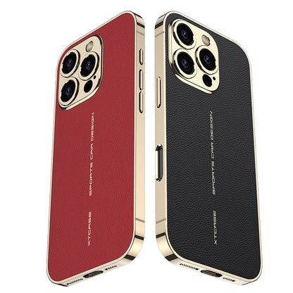 For iPhone 16 Pro Max GKK Plated Plain Leather Shockproof Phone Case(Red) - iPhone 16 Pro Max Cases by GKK | Online Shopping South Africa | PMC Jewellery | Buy Now Pay Later Mobicred