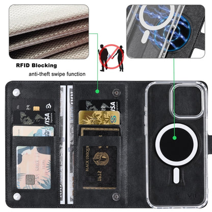 For iPhone 16 Plus ViLi GVS-C Series MagSafe Magnetic RFID Leather Flip Phone Case(Black) - iPhone 16 Plus Cases by ViLi | Online Shopping South Africa | PMC Jewellery | Buy Now Pay Later Mobicred