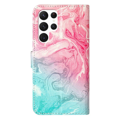 For Samsung Galaxy S25 Ultra 5G Colored Drawing Marble Pattern Leather Phone Case(Pink Green Marble) - Galaxy S25 Ultra 5G Cases by PMC Jewellery | Online Shopping South Africa | PMC Jewellery | Buy Now Pay Later Mobicred