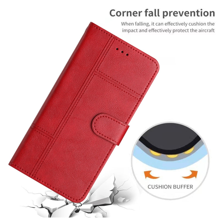For Samsung Galaxy S25+ 5G Cowhide Texture Stitching Leather Phone Case(Red) - Galaxy S25+ 5G Cases by PMC Jewellery | Online Shopping South Africa | PMC Jewellery | Buy Now Pay Later Mobicred