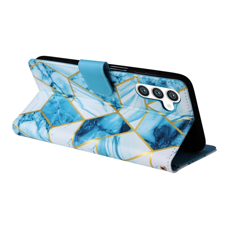 For Samsung Galaxy S25+ 5G Marble Bronzing Stitching Leather Phone Case(Blue) - Galaxy S25+ 5G Cases by PMC Jewellery | Online Shopping South Africa | PMC Jewellery | Buy Now Pay Later Mobicred