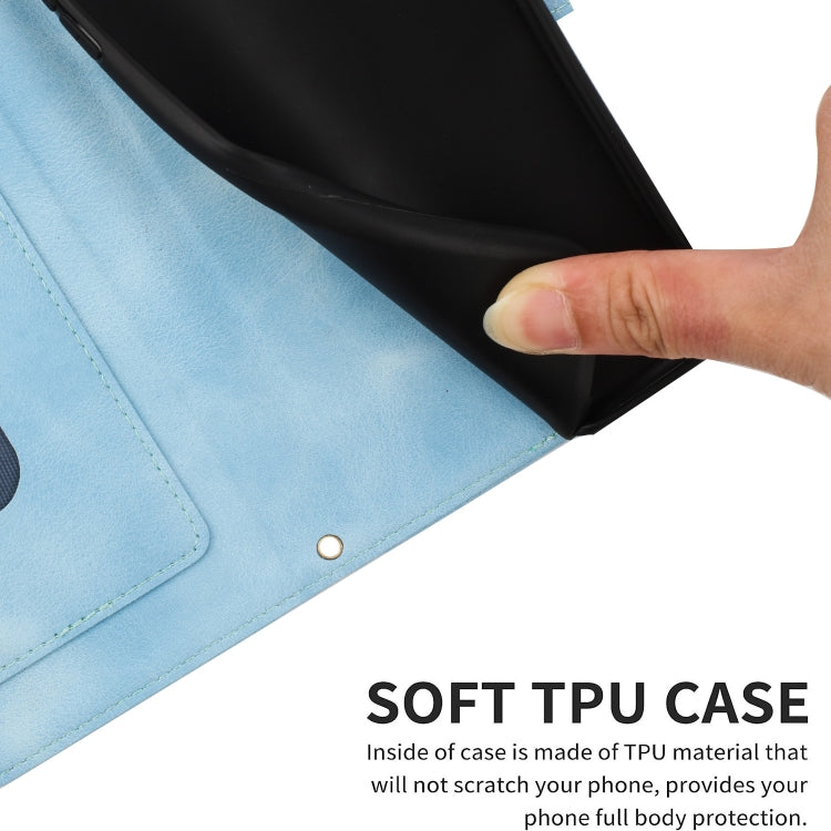 For iPhone 16e Floral Pattern Leather Phone Case with Lanyard(Light Blue) - iPhone 16e Cases by PMC TechLife | Online Shopping South Africa | PMC TechLife | Buy Now Pay Later Mobicred