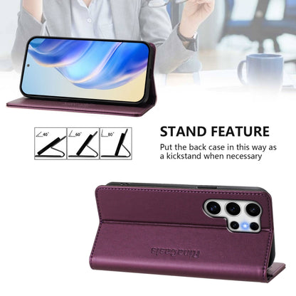 For Samsung Galaxy S25 Ultra 5G RC01 Dual-Folded Magnetic Suction RFID Leather Phone Case(Violet) - Galaxy S25 Ultra 5G Cases by PMC Jewellery | Online Shopping South Africa | PMC Jewellery | Buy Now Pay Later Mobicred