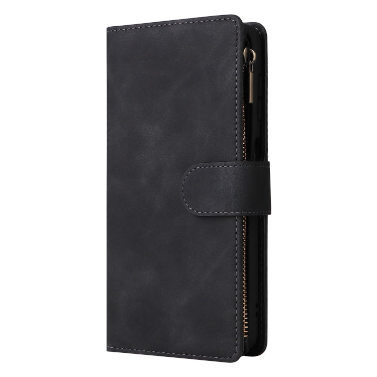 For Samsung Galaxy S25 5G Multifunctional Frosted Zipper Wallet Leather Phone Case(Black) - Galaxy S25 5G Cases by PMC Jewellery | Online Shopping South Africa | PMC Jewellery | Buy Now Pay Later Mobicred