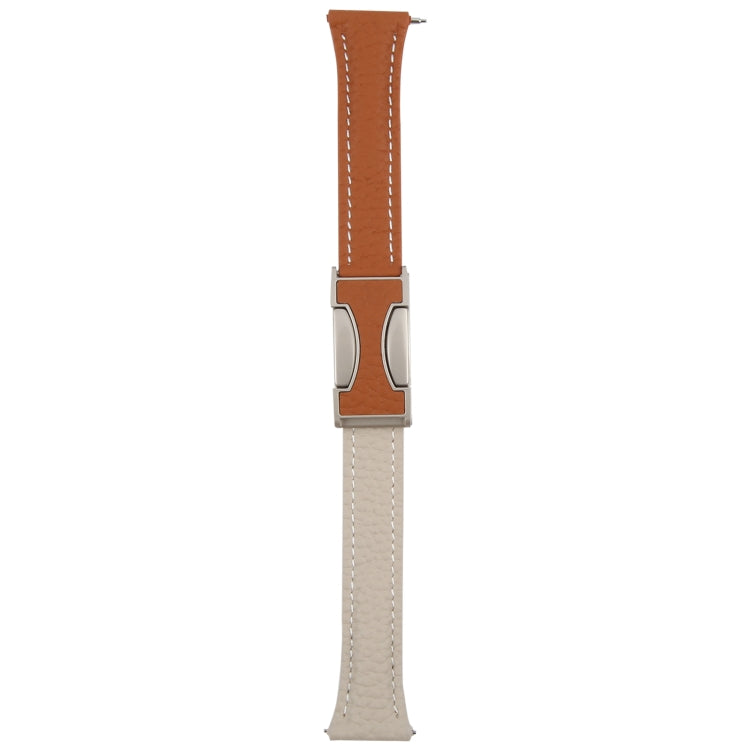 22mm Universal Slim Magnetic Buckle Genuine Leather Watch Band(Brown Light Grey) - free shipping - PMc TechLife - Order now!