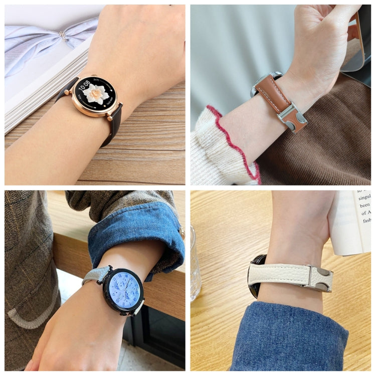 20mm Universal Slim Magnetic Buckle Genuine Leather Watch Band(Plain Weave Dark Coffee) - free shipping - PMc TechLife - Order now!