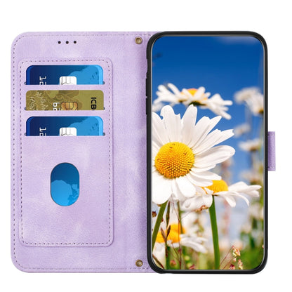 For Samsung Galaxy S25+ 5G Floral Pattern Leather Phone Case with Lanyard(Light Purple) - Galaxy S25+ 5G Cases by PMC Jewellery | Online Shopping South Africa | PMC Jewellery | Buy Now Pay Later Mobicred