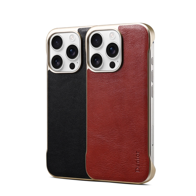 For iPhone 16 Plus Denior MagSafe Genuine Leather Calf Texture  Phone Case(Black) - iPhone 16 Plus Cases by Denior | Online Shopping South Africa | PMC Jewellery | Buy Now Pay Later Mobicred