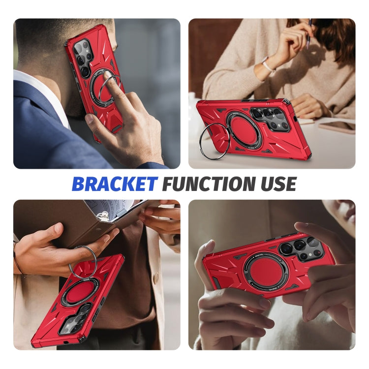 For Samsung Galaxy S25 Ultra 5G MagSafe Magnetic Shockproof Phone Case with Ring Holder(Red) - Galaxy S25 Ultra 5G Cases by PMC Jewellery | Online Shopping South Africa | PMC Jewellery | Buy Now Pay Later Mobicred