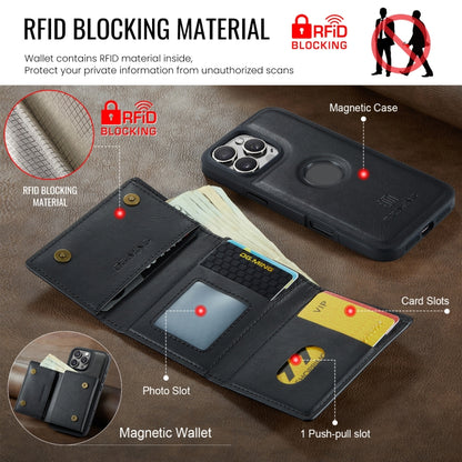 For iPhone 16 Pro Max DG.MING M6 Series RFID Tri-fold Card Bag Removable Leather Phone Case(Black) - iPhone 16 Pro Max Cases by DG.MING | Online Shopping South Africa | PMC Jewellery | Buy Now Pay Later Mobicred