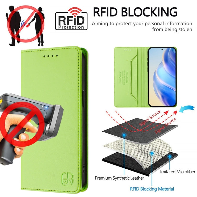 For Huawei Pura 70 RC01 Dual-Folded Magnetic Suction RFID Leather Phone Case(Grass Green) - Huawei Cases by PMC Jewellery | Online Shopping South Africa | PMC Jewellery | Buy Now Pay Later Mobicred