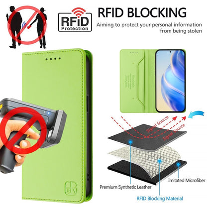 For Huawei Pura 70 RC01 Dual-Folded Magnetic Suction RFID Leather Phone Case(Grass Green) - Huawei Cases by PMC Jewellery | Online Shopping South Africa | PMC Jewellery | Buy Now Pay Later Mobicred