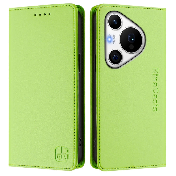 For Huawei Pura 70 Pro / Pura 70 Pro+ RC01 Dual-Folded Magnetic Suction RFID Leather Phone Case(Grass Green) - Huawei Cases by PMC Jewellery | Online Shopping South Africa | PMC Jewellery | Buy Now Pay Later Mobicred