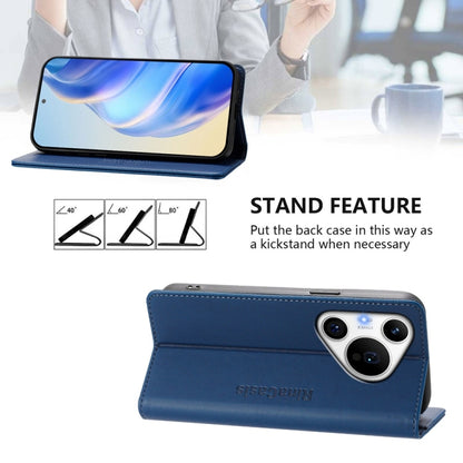 For Huawei Pura 70 Pro / Pura 70 Pro+ RC01 Dual-Folded Magnetic Suction RFID Leather Phone Case(Dark Blue) - Huawei Cases by PMC Jewellery | Online Shopping South Africa | PMC Jewellery | Buy Now Pay Later Mobicred