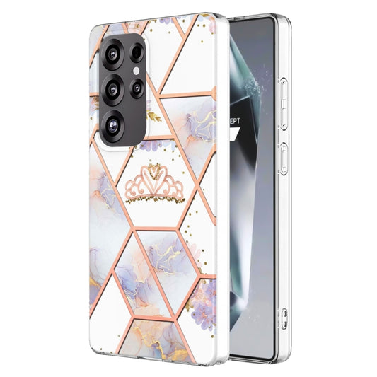 For Samsung Galaxy S25 Ultra 5G Splicing Marble Flower IMD TPU Phone Case(Crown) - Galaxy S25 Ultra 5G Cases by PMC Jewellery | Online Shopping South Africa | PMC Jewellery | Buy Now Pay Later Mobicred