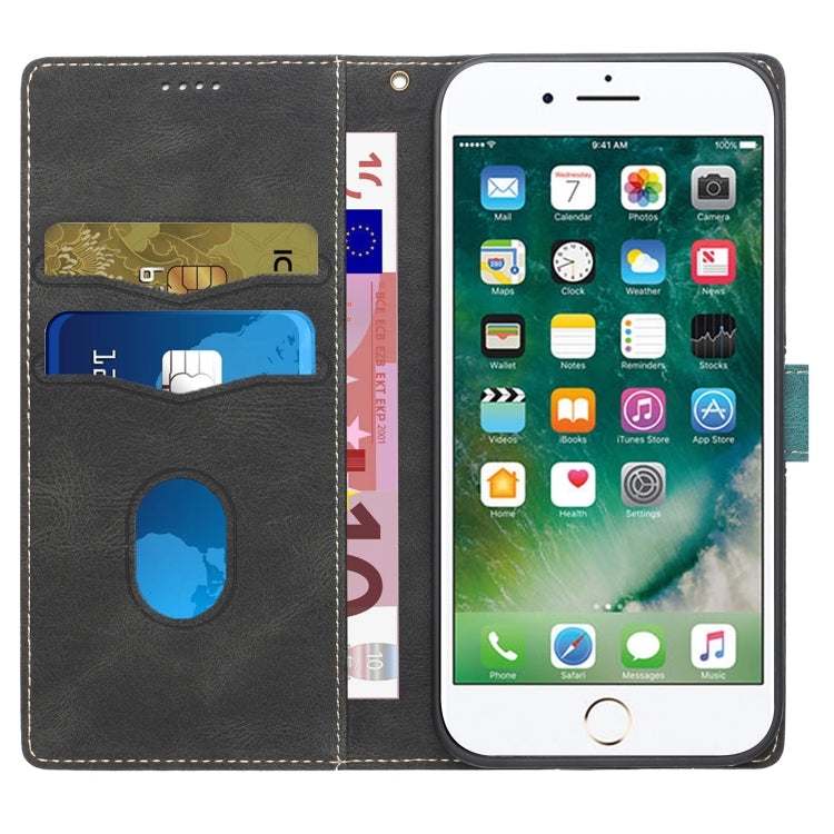 For iPhone 16e Grid Stitching Leather Phone Case with Lanyard(Black) - iPhone 16e Cases by PMC TechLife | Online Shopping South Africa | PMC TechLife | Buy Now Pay Later Mobicred
