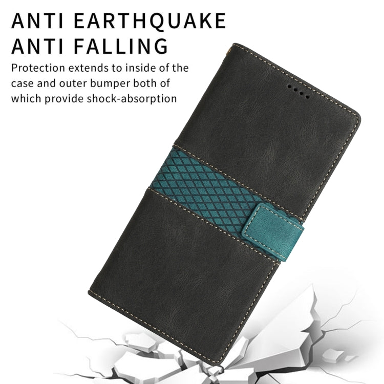 For Samsung Galaxy S25+ 5G Grid Stitching Leather Phone Case with Lanyard(Black) - Galaxy S25+ 5G Cases by PMC Jewellery | Online Shopping South Africa | PMC Jewellery | Buy Now Pay Later Mobicred
