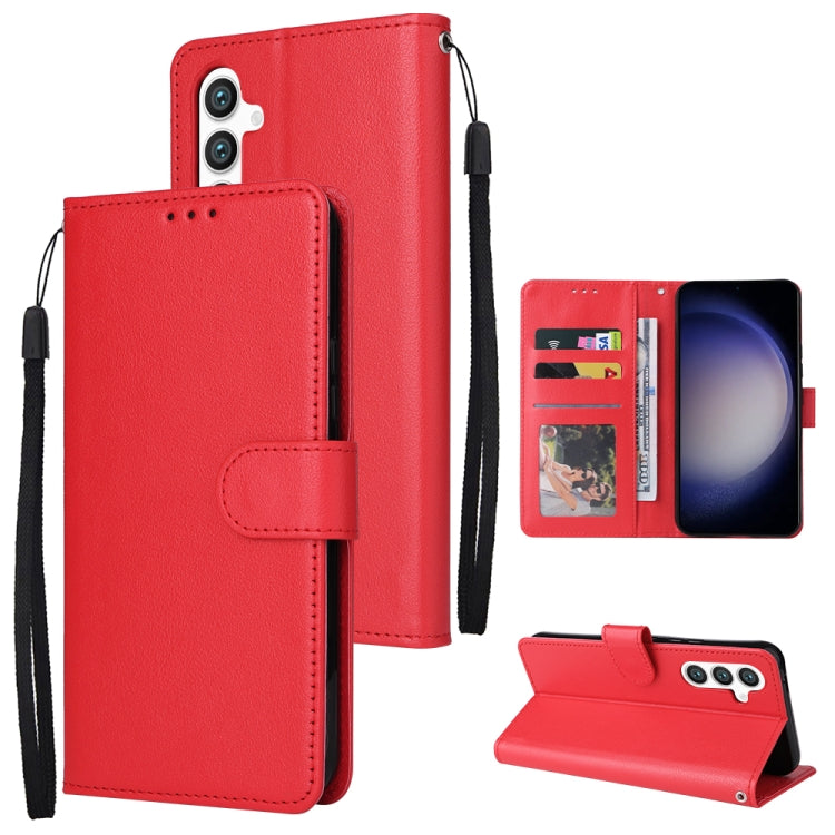 For Samsung Galaxy S25 5G 3-Card Slots Multifunctional Leather Phone Case(Red) - Galaxy S25 5G Cases by PMC Jewellery | Online Shopping South Africa | PMC Jewellery | Buy Now Pay Later Mobicred