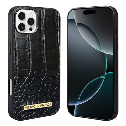 For iPhone 16 Pro Max VIETAO Alligator Texture PU Phone Case(Black) - iPhone 16 Pro Max Cases by VIETAO | Online Shopping South Africa | PMC Jewellery | Buy Now Pay Later Mobicred