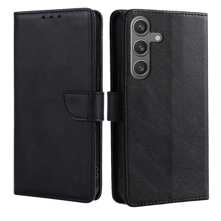 For Samsung Galaxy S25 5G Calf Texture Buckle Flip Leather Phone Case(Black) - Galaxy S25 5G Cases by PMC Jewellery | Online Shopping South Africa | PMC Jewellery | Buy Now Pay Later Mobicred