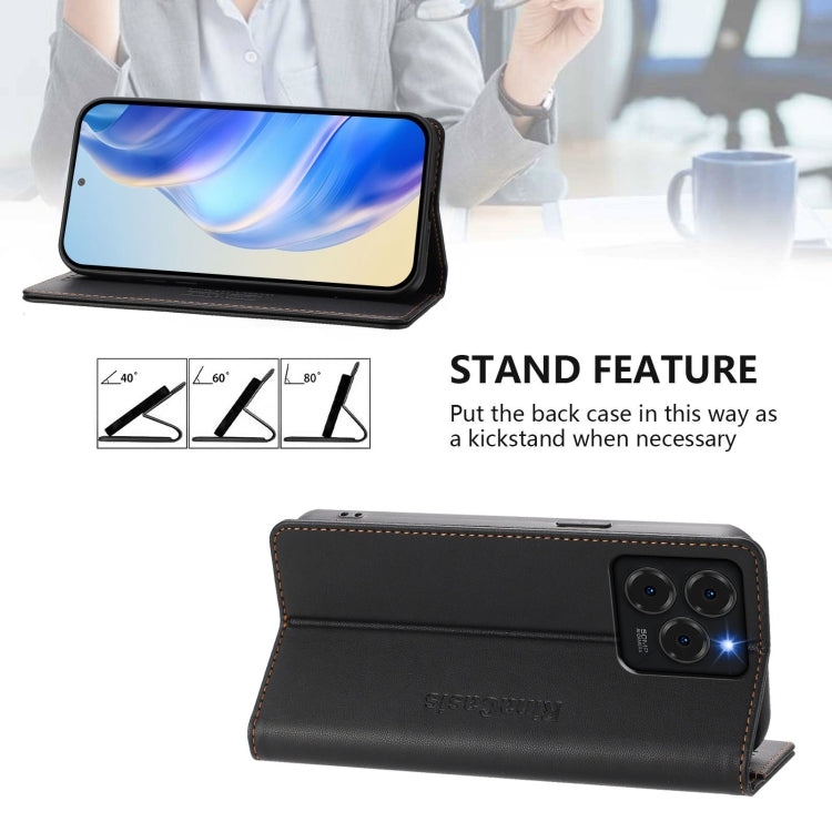 For Ulefone Note 20 Pro RC01 Dual-Folded Magnetic Suction RFID Leather Phone Case(Black) - Ulefone Cases by PMC TechLife | Online Shopping South Africa | PMC TechLife | Buy Now Pay Later Mobicred